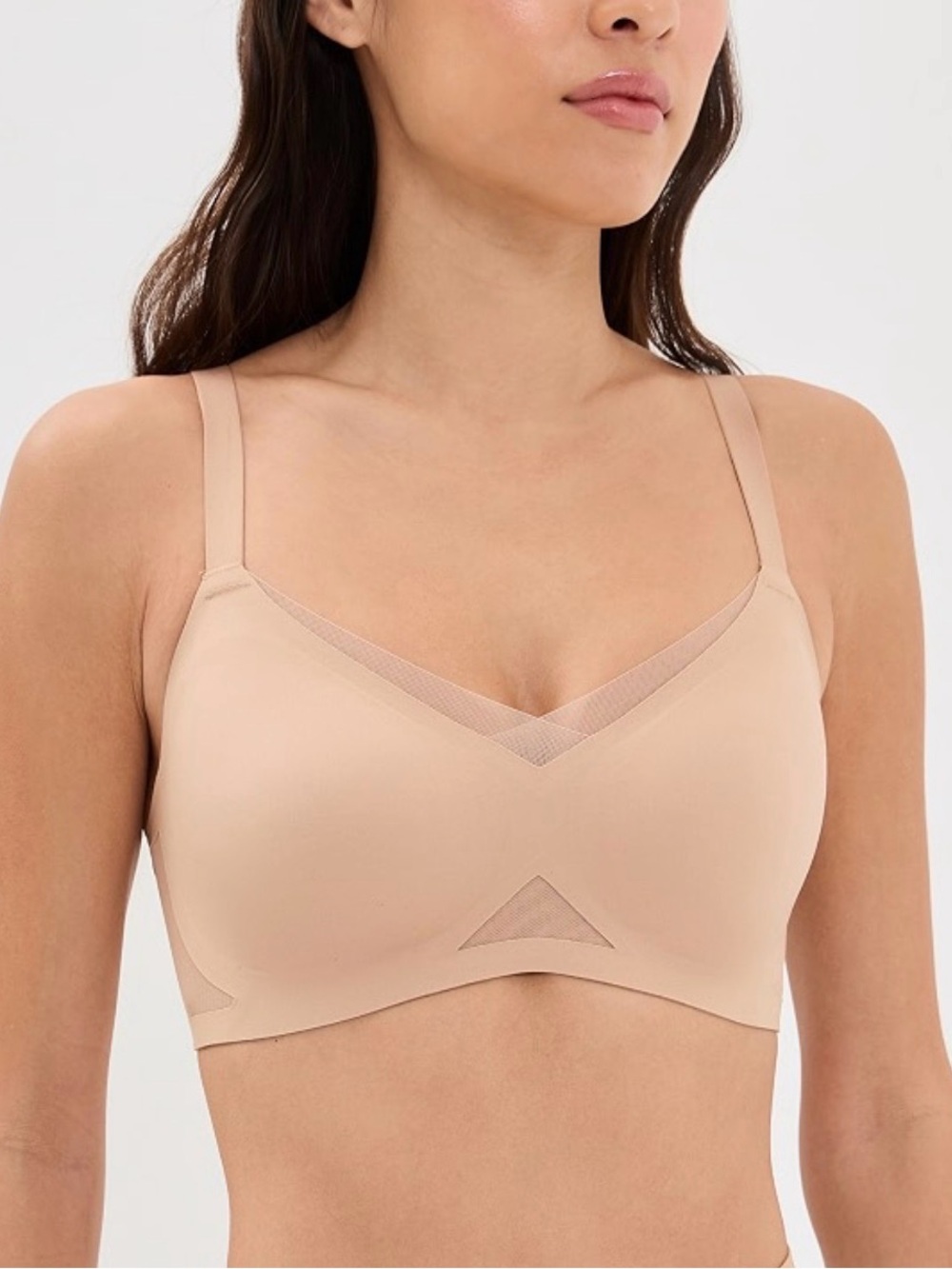 Honeylove Wire Free Cross Over Wireless Bra Tan Beige Nude Large L